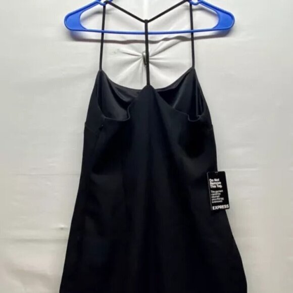 Express Dress Women's Size 10 Black Spaghetti Strap Front Slit Office Wear NWT - Picture 4 of 11